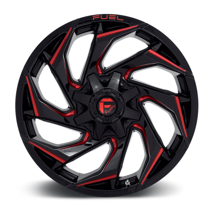 Fuel 1PC D755 REACTION 20X9 20 6X135/6X5.3/6X139.7/6X5.5 Gloss Black Milled With Red Tint