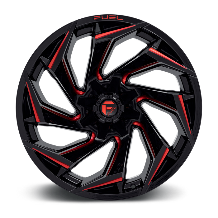 Fuel 1PC D755 REACTION 22X10 -18 6X135/6X5.3/6X139.7/6X5.5 Gloss Black Milled With Red Tint