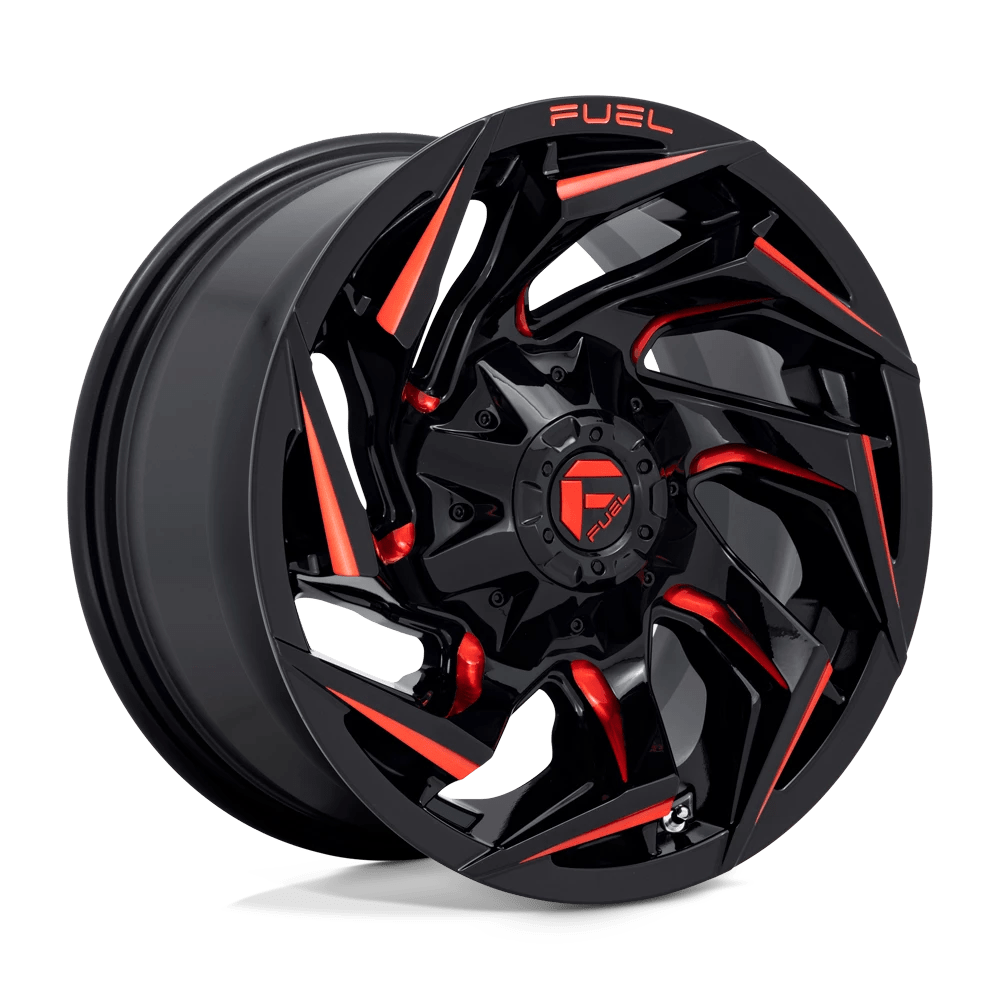 Fuel 1PC D755 REACTION 20X9 20 6X135/6X5.3/6X139.7/6X5.5 Gloss Black Milled With Red Tint