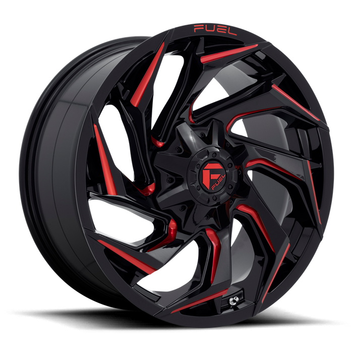 Fuel 1PC D755 REACTION 20X9 20 6X135/6X5.3/6X139.7/6X5.5 Gloss Black Milled With Red Tint