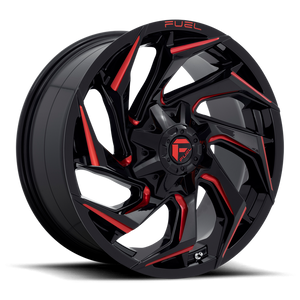 Fuel 1PC D755 REACTION 20X9 20 6X135/6X5.3/6X139.7/6X5.5 Gloss Black Milled With Red Tint