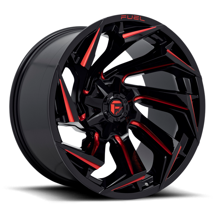 Fuel 1PC D755 REACTION 22X10 -18 6X135/6X5.3/6X139.7/6X5.5 Gloss Black Milled With Red Tint