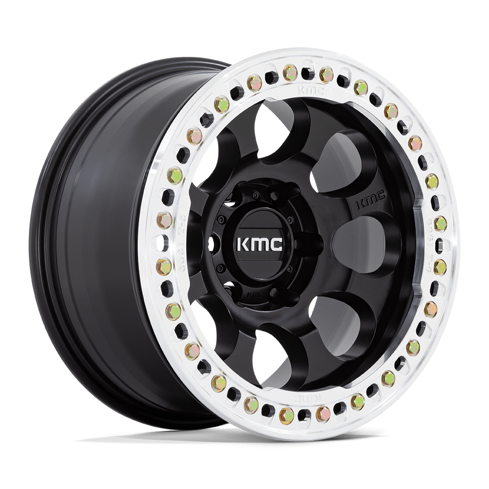 KMC KM237 RIOT BEADLOCK 17X8.5 0 BLANK SATIN BLACK WITH MACHINED RING