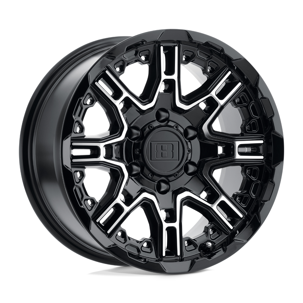 Level 8 SLINGSHOT 18X9 10 6X120/6X120 GLOSS BLACK W/ MACHINED FACE BIG X FACTOR