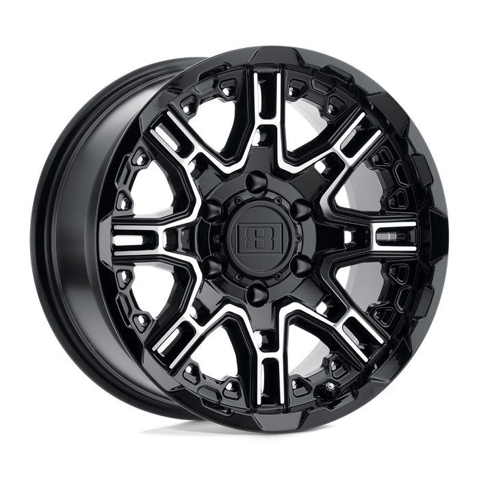 Level 8 SLINGSHOT 18X9 10 6X120/6X120 GLOSS BLACK W/ MACHINED FACE BIG X FACTOR