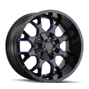 MAYHEM WARRIOR 8015 18X9 -12 5x127/5x139.7 BLACK W/PRISM BLUE