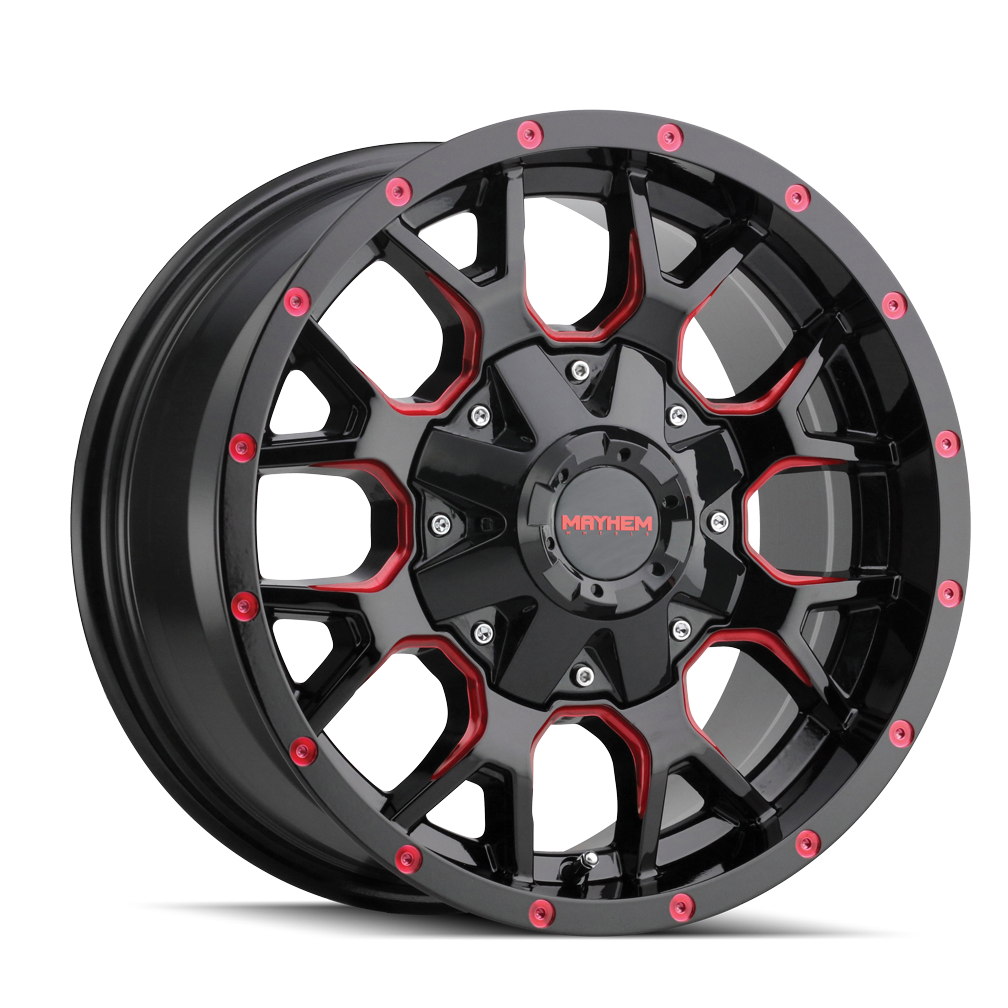 MAYHEM WARRIOR 8015 18X9 18 6x135/6x139.7 BLACK W/PRISM RED