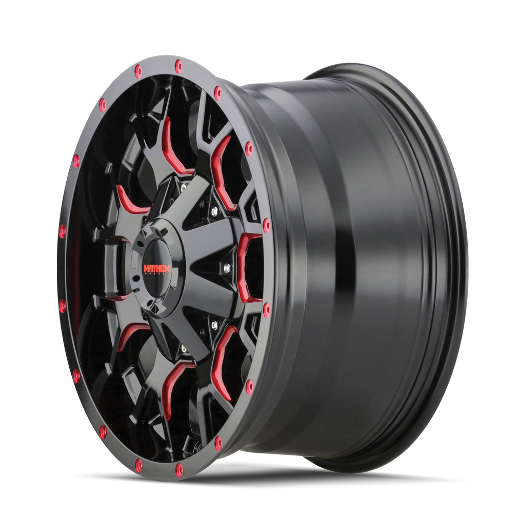 MAYHEM WARRIOR 8015 17X9 18 6x135/6x139.7 BLACK W/PRISM RED