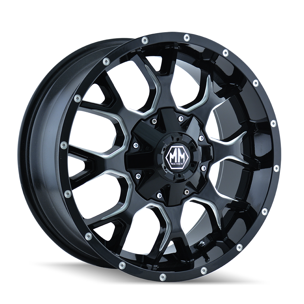 MAYHEM WARRIOR 8015 18X9 18 6x135/6x139.7 BLACK W/MILLED SPOKES