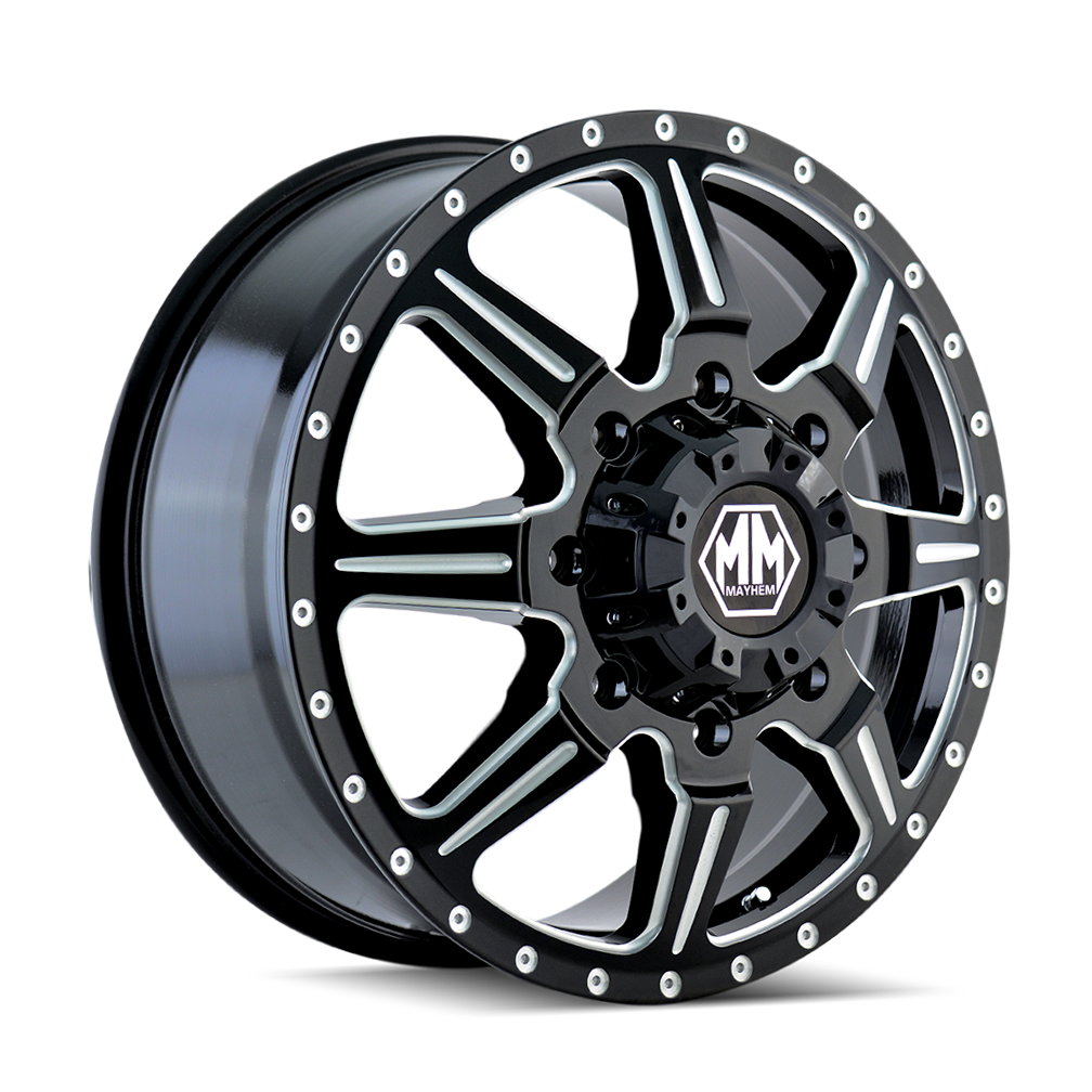 MAYHEM MONSTIR 8101 22X8.25 127 8x165.1 FRONT BLACK/MILLED SPOKES