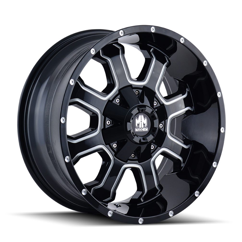 MAYHEM FIERCE 8103 17x9 -12 6x135/6x139.7 GLOSS BLACK/MILLED SPOKES