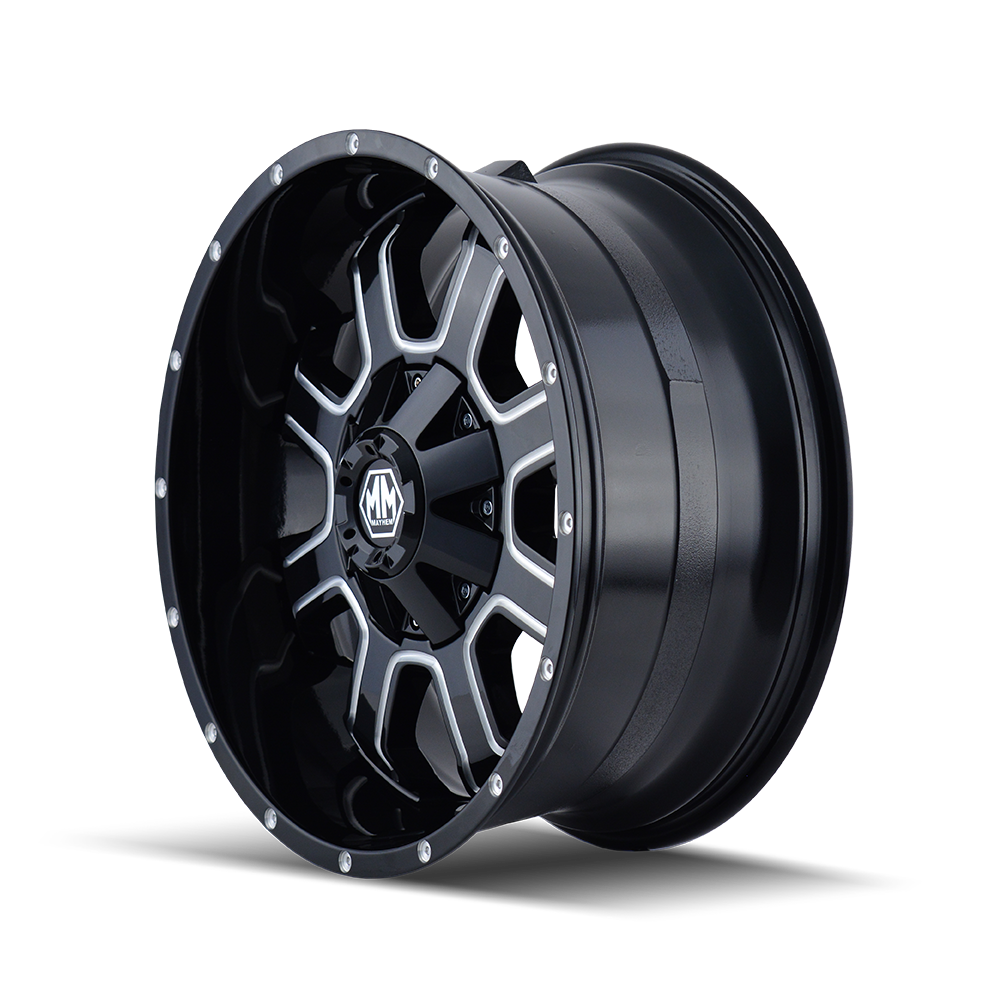 MAYHEM FIERCE 8103 17x9 -12 6x135/6x139.7 GLOSS BLACK/MILLED SPOKES