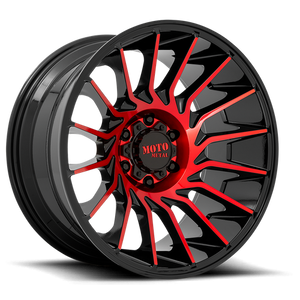 Moto Metal MO807 20X10 -18 8X170/8X6.7 Gloss Black Machined With Red Tint