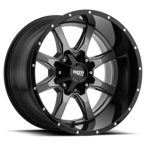 Moto Metal MO970 20X10 12 5X139.7/5X150/5X5.5/150 Gloss Gray Center Gloss Black Lip