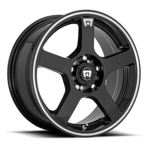 Motegi MR116 FS5 17X7 40 5X108/5X114.3/5X4.25/4.5 Gloss Black Machined Flange