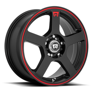 Motegi MR116 FS5 17X7 40 5X108/5X114.3/5X4.25/4.5 Matte Black Red Racing Stripe