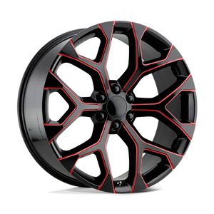 PERFORMANCE REPLICAS PR176 26X10 24 6X139.7/6X5.5 Gloss Black Red Milled