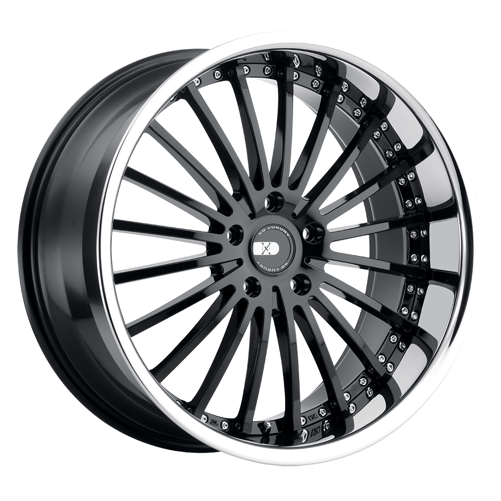 XO NEW YORK 22X9 40 5X130 GLOSS BLACK W/ STAINLESS STEEL LIP