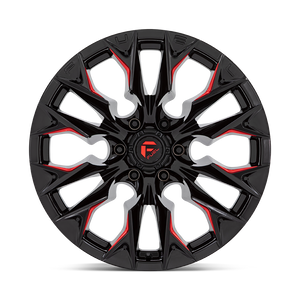 Fuel 1PC D823 FLAME 22X10 -18 6X135 GLOSS BLACK MILLED WITH CANDY RED