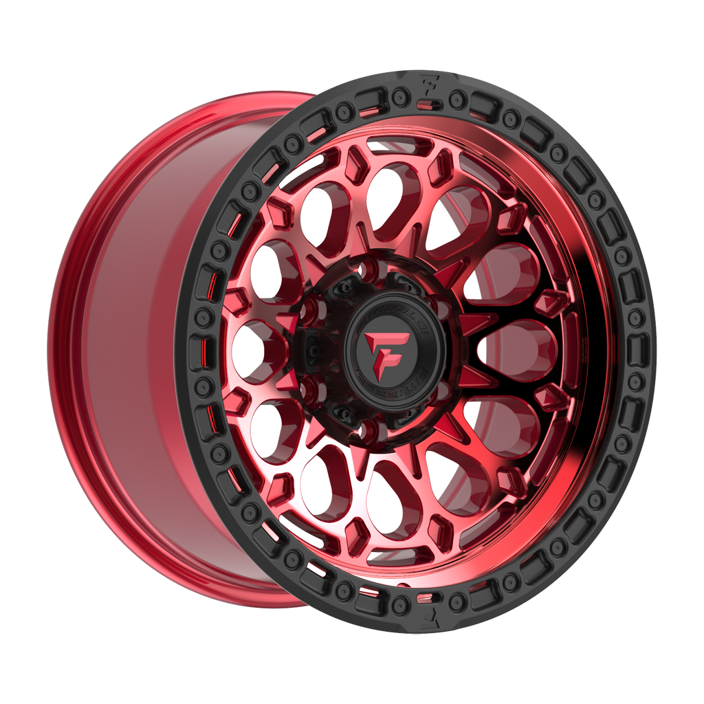 FITTIPALDI FT101RTB 17X9, PCD 6X5.50, ET-12, CB 106.2-MACHINED W/ GLOSS RED TINT & SATIN BLACK RING