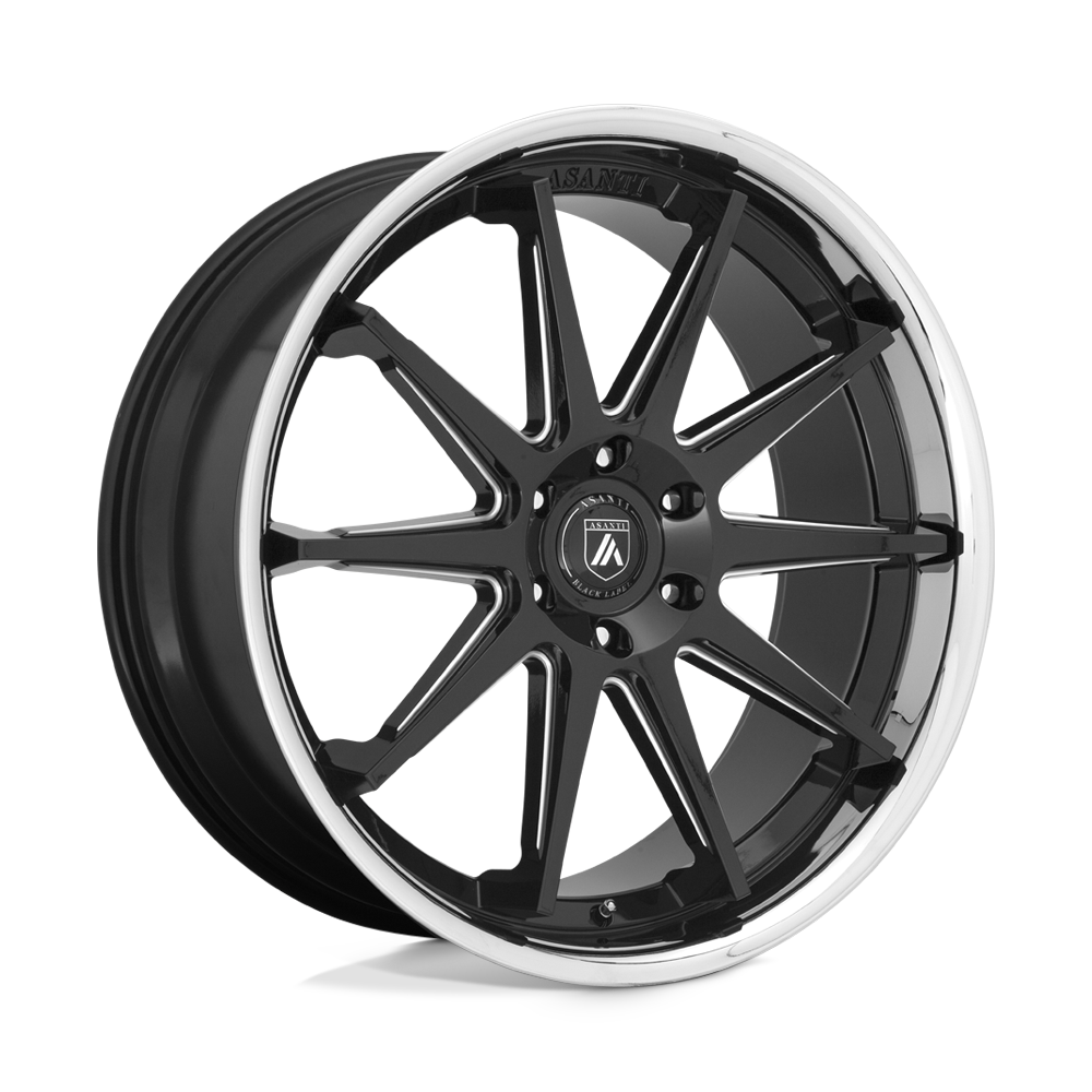 Asanti Black ABL-29 EMPEROR 22x10 30 5X120/5X4.72 Gloss Black Milled With Chrome Lip