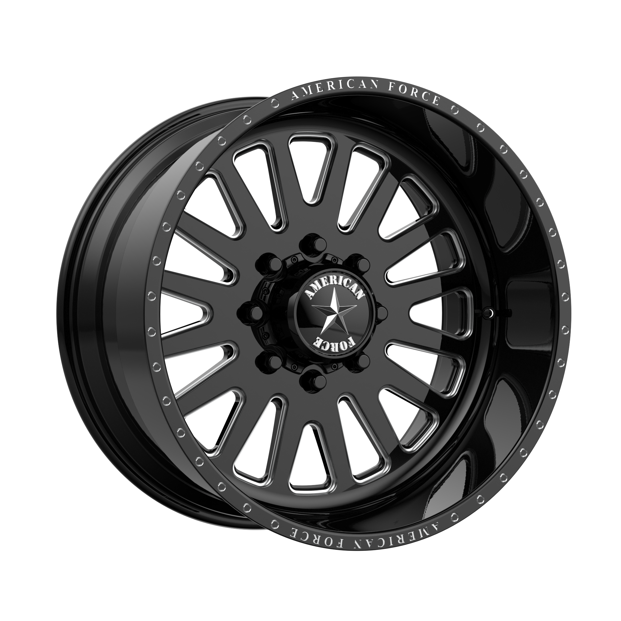 AMERICAN FORCE ATOM SS 22x16 8x180.00 GLOSS BLACK MACHINED (-101 mm)