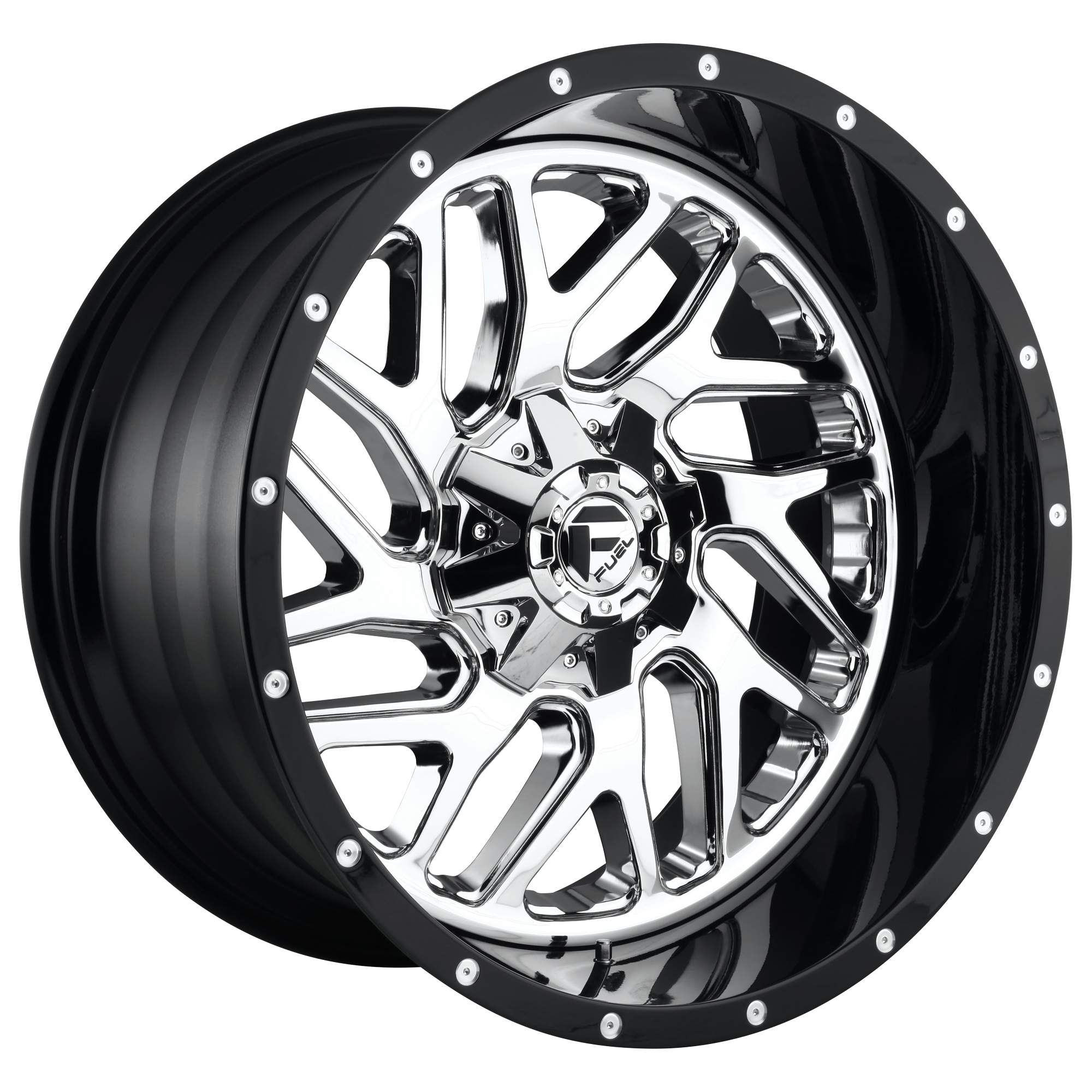 Fuel 2PC D211 TRITON 20x10 -19 5x139.7/5x150/5x5.5/150 CHROME PLATED GLOSS BLACK LIP