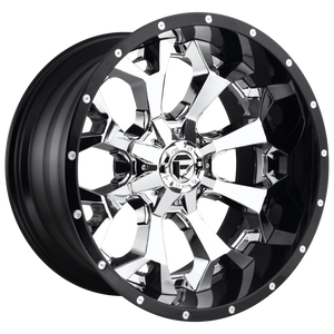 Fuel 2PC D246 ASSAULT 20x10 -18 8x180/8x7.1 CHROME PLATED GLOSS BLACK LIP