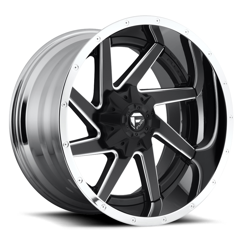 Fuel 2PC D264 RENEGADE 20X12 -44 6X135/6X5.3/6X139.7/6X5.5 MATTE BLACK CHROME LIP