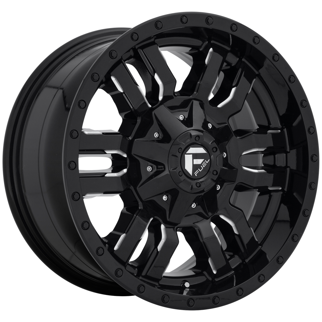 Fuel 1PC D595 SLEDGE 20X9 1 5X114.3/5X127 GLOSS BLACK MILLED