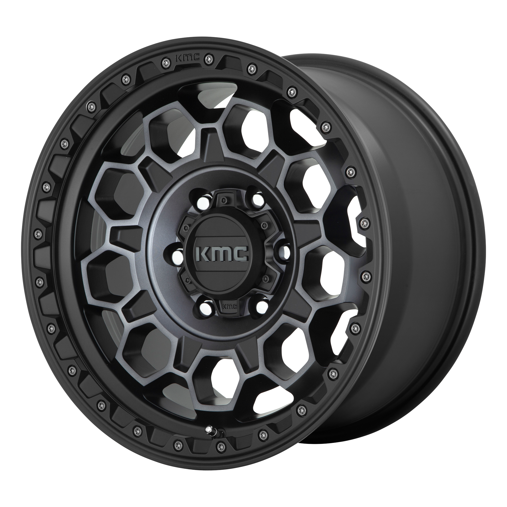 KMC KM545 TREK 17X8 38 5X108 SATIN BLACK WITH GRAY TINT