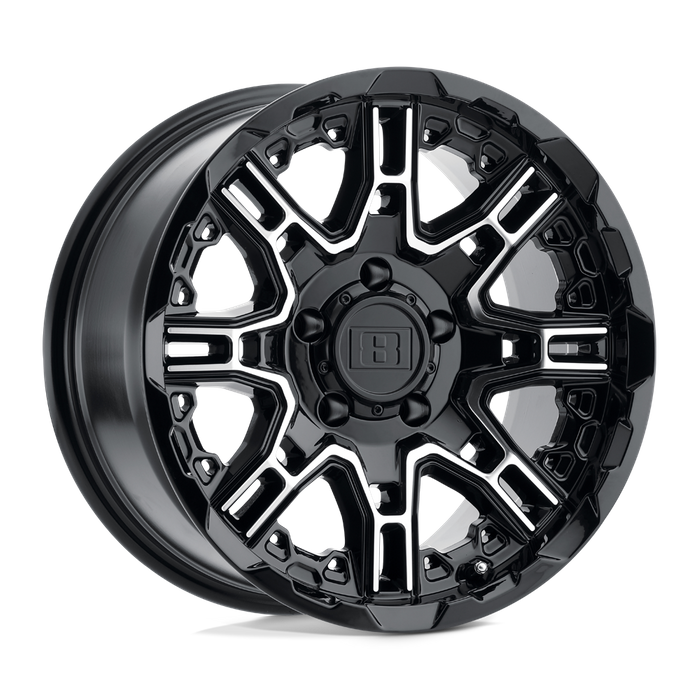 Level 8 SLINGSHOT 18X9 -10 5X127/5X5.0 GLOSS BLACK W/ MACHINED FACE