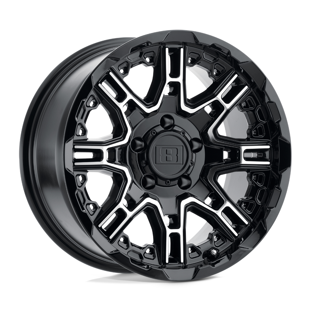 Level 8 SLINGSHOT 16X8.5 -10 6X139.7/6X5.5 GLOSS BLACK W/ MACHINED FACE