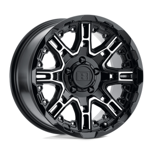 Level 8 SLINGSHOT 16X8.5 -10 6X139.7/6X5.5 GLOSS BLACK W/ MACHINED FACE