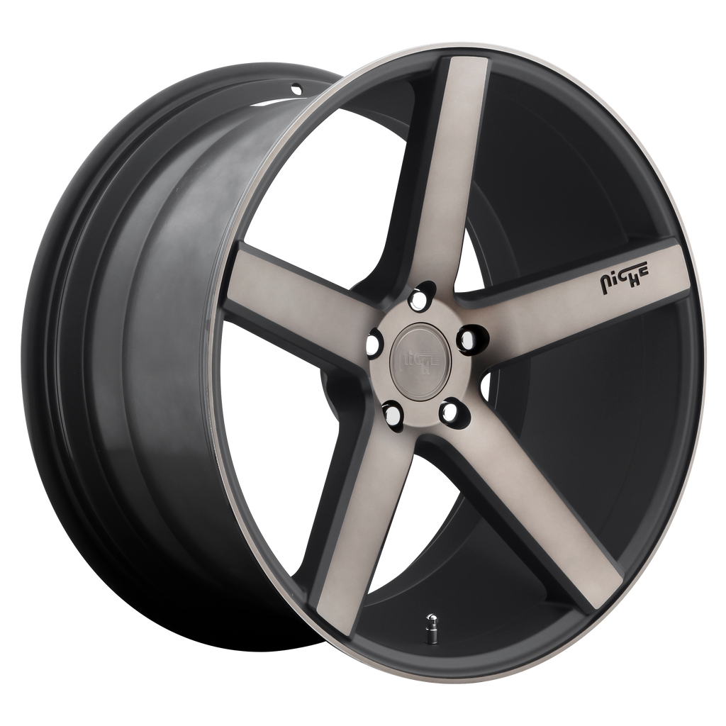 Niche 1PC M134 MILAN 20x8.5 40 5x108/5x4.25 MATTE BLACK MACHINED WITH DOUBLE DARK TINT