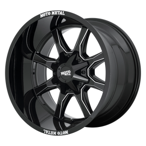 Moto Metal MO970 17X8 0 6X135/6X5.3/6X139.7/6X5.5 Gloss Black With Milled Spoke & Moto Metal On Lip