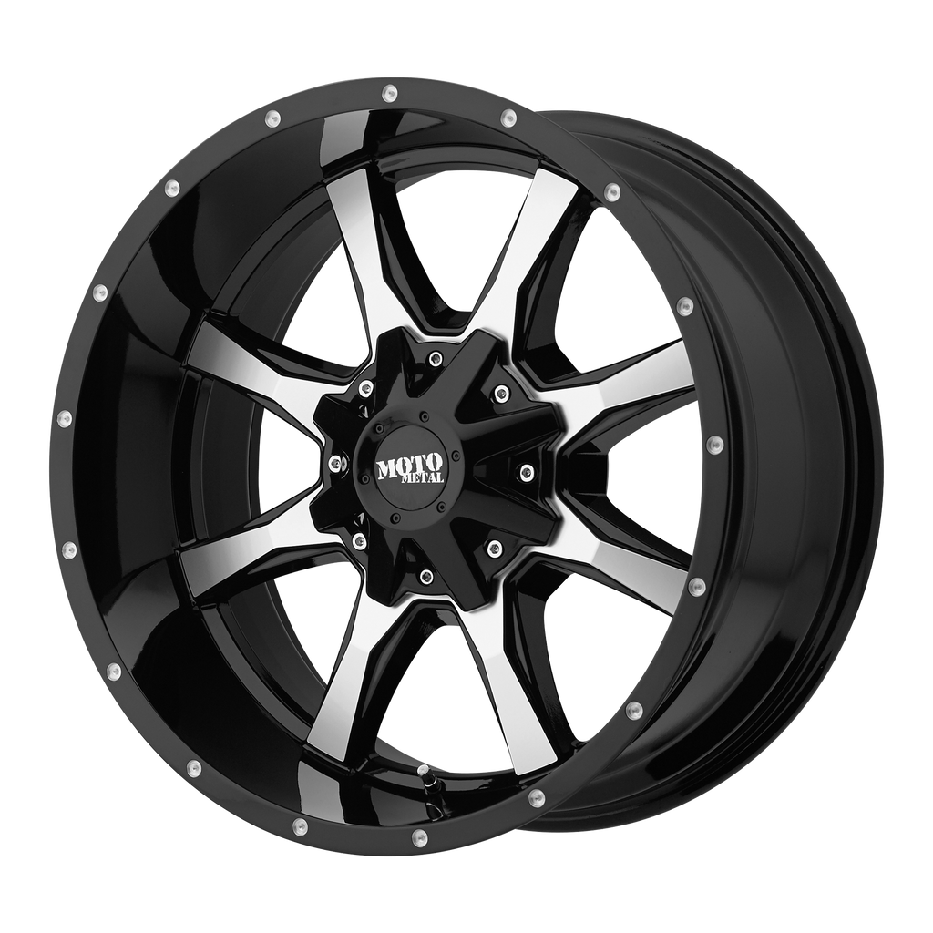 Moto Metal MO970 20X10 -24 8X170/8X6.7 GLOSS BLACK MACHINED FACE