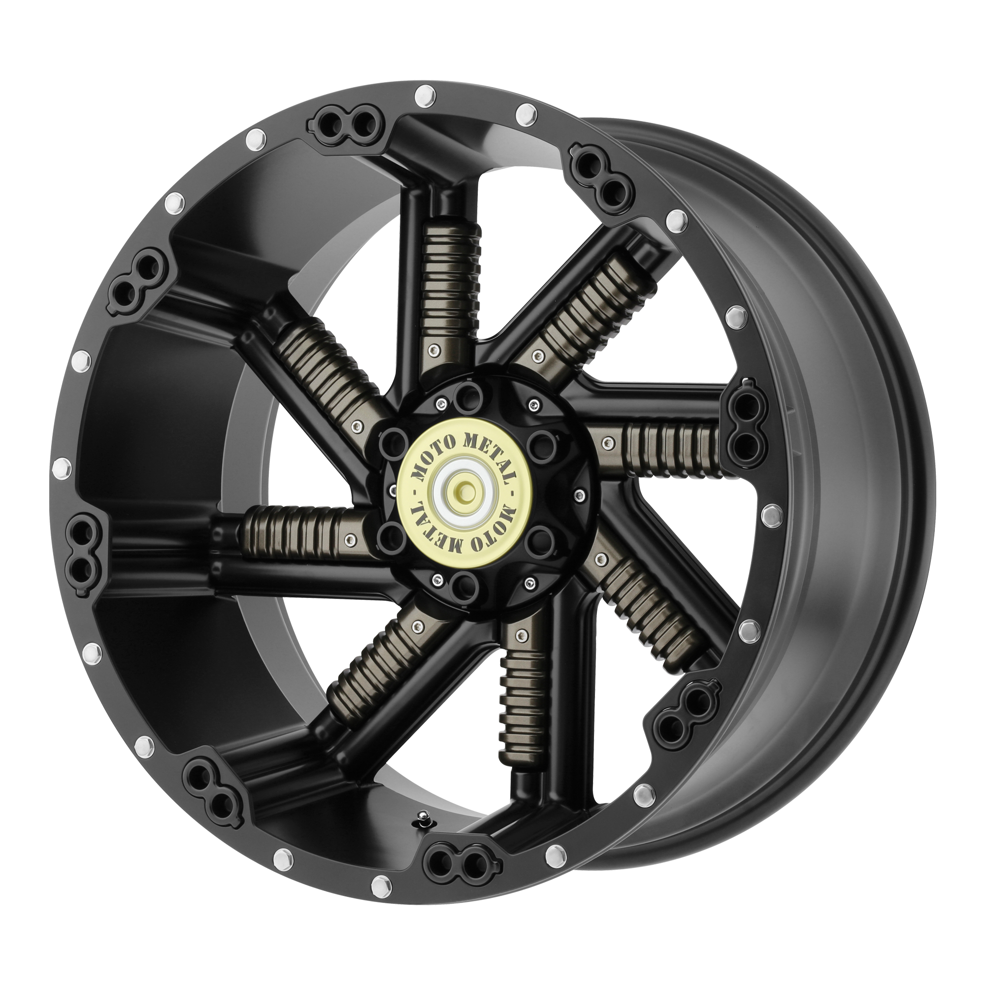 Moto Metal MO979 BUCKSHOT 20X10 -24 6X135/6X5.3/6X139.7/6X5.5 Satin Black With Gun Metal Inserts