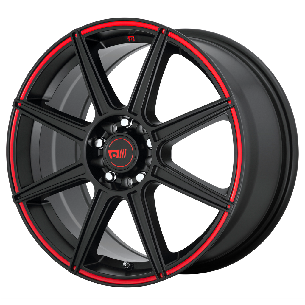 Motegi MR142 CS8 17x7 40 4x100/4x114.3/4x100/4.5 Satin Black With Red Stripe