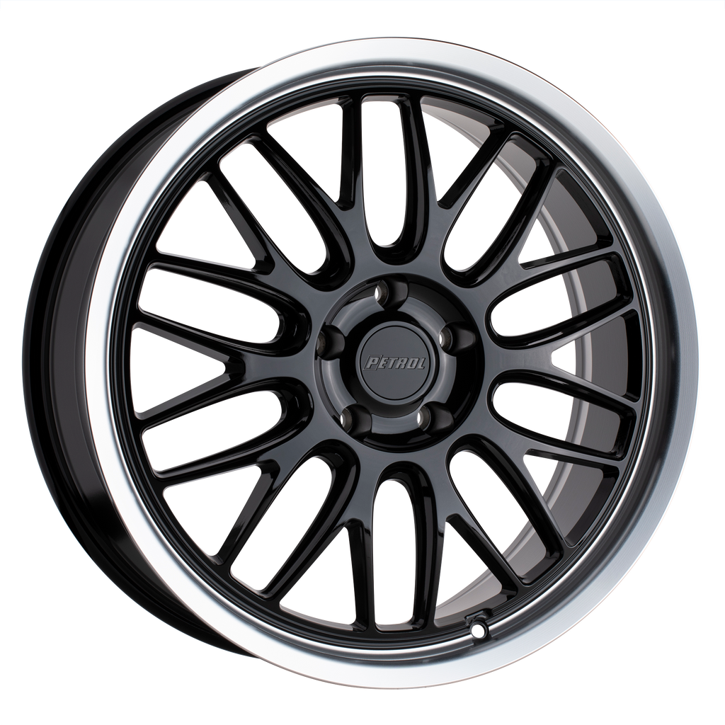 Petrol P4C 18X8 40 5X114.3/5X4.5 GLOSS BLACK W/ MACHINED CUT LIP