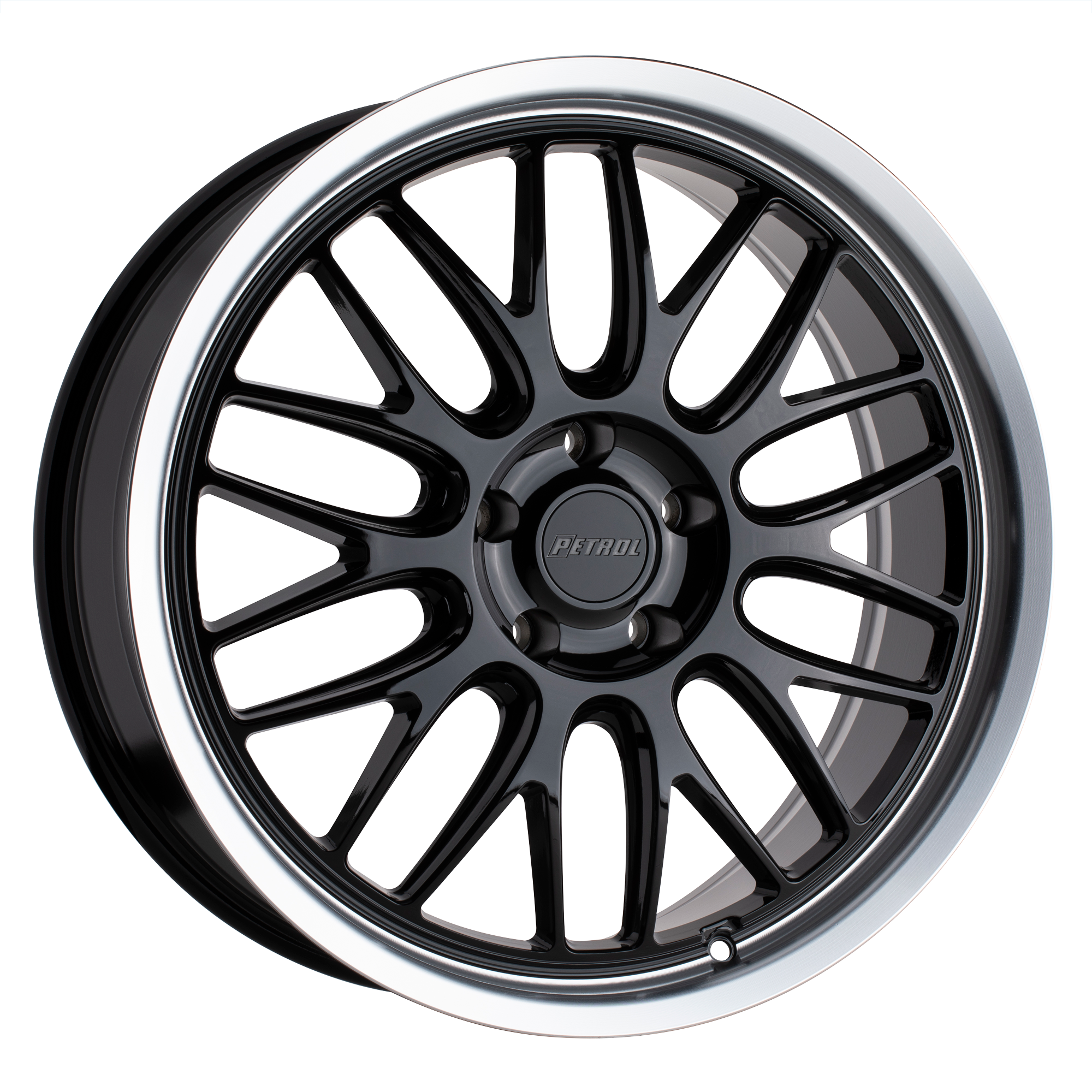 Petrol P4C 18X8 40 5X114.3/5X4.5 GLOSS BLACK W/ MACHINED CUT LIP