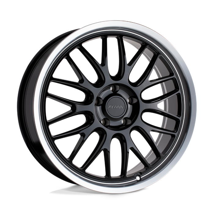 Petrol P4C 18X8 40 5X114.3/5X4.5 GLOSS BLACK W/ MACHINED CUT LIP
