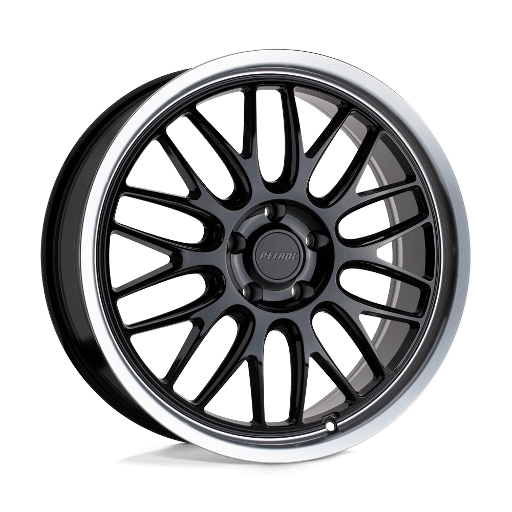 Petrol P4C 18X8 40 5X114.3/5X4.5 GLOSS BLACK W/ MACHINED CUT LIP