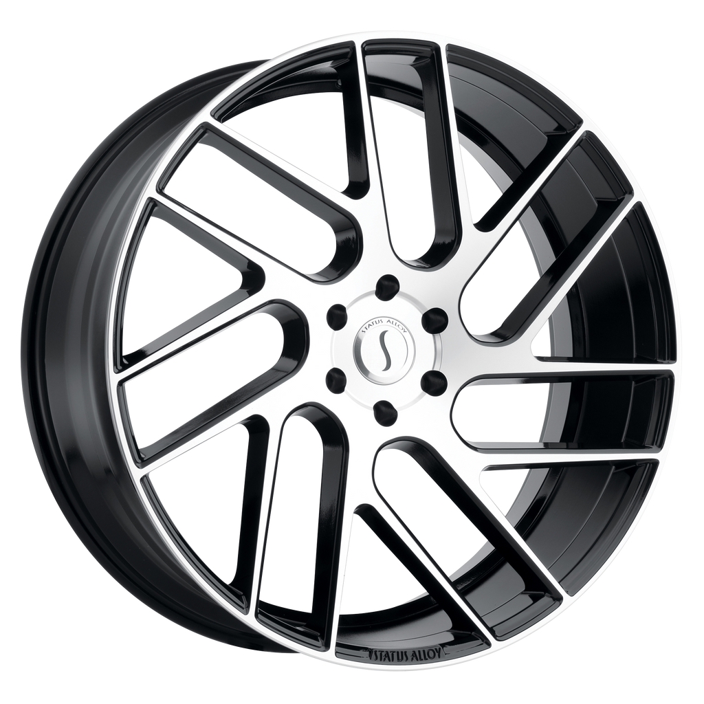 Status JUGGERNAUT 24X9.5 15 5X115/5X115 GLOSS BLACK W/ MACHINED FACE