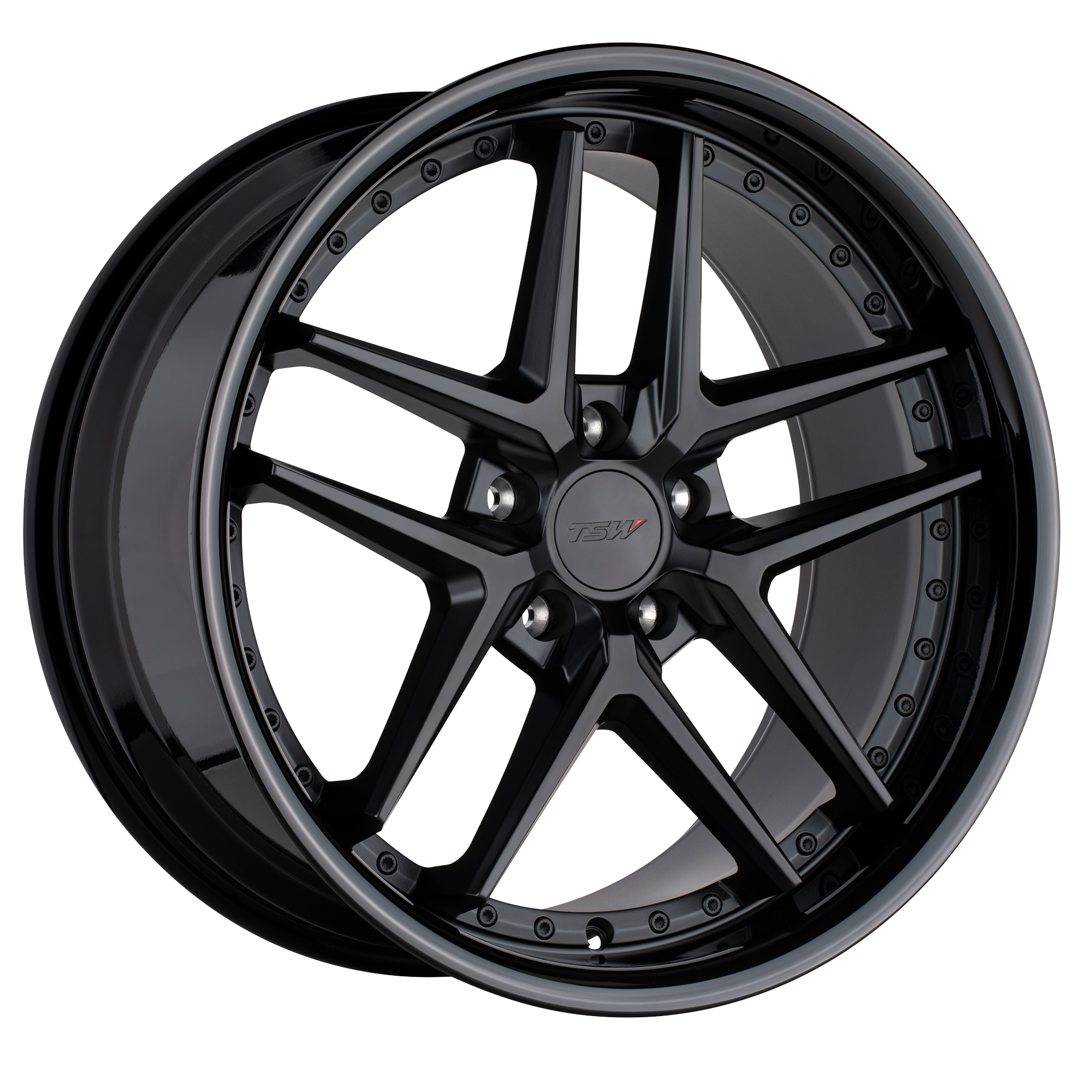 TSW PREMIO 20X10 40 5X112/5X112 MATTE BLACK W/ GLOSS BLACK LIP