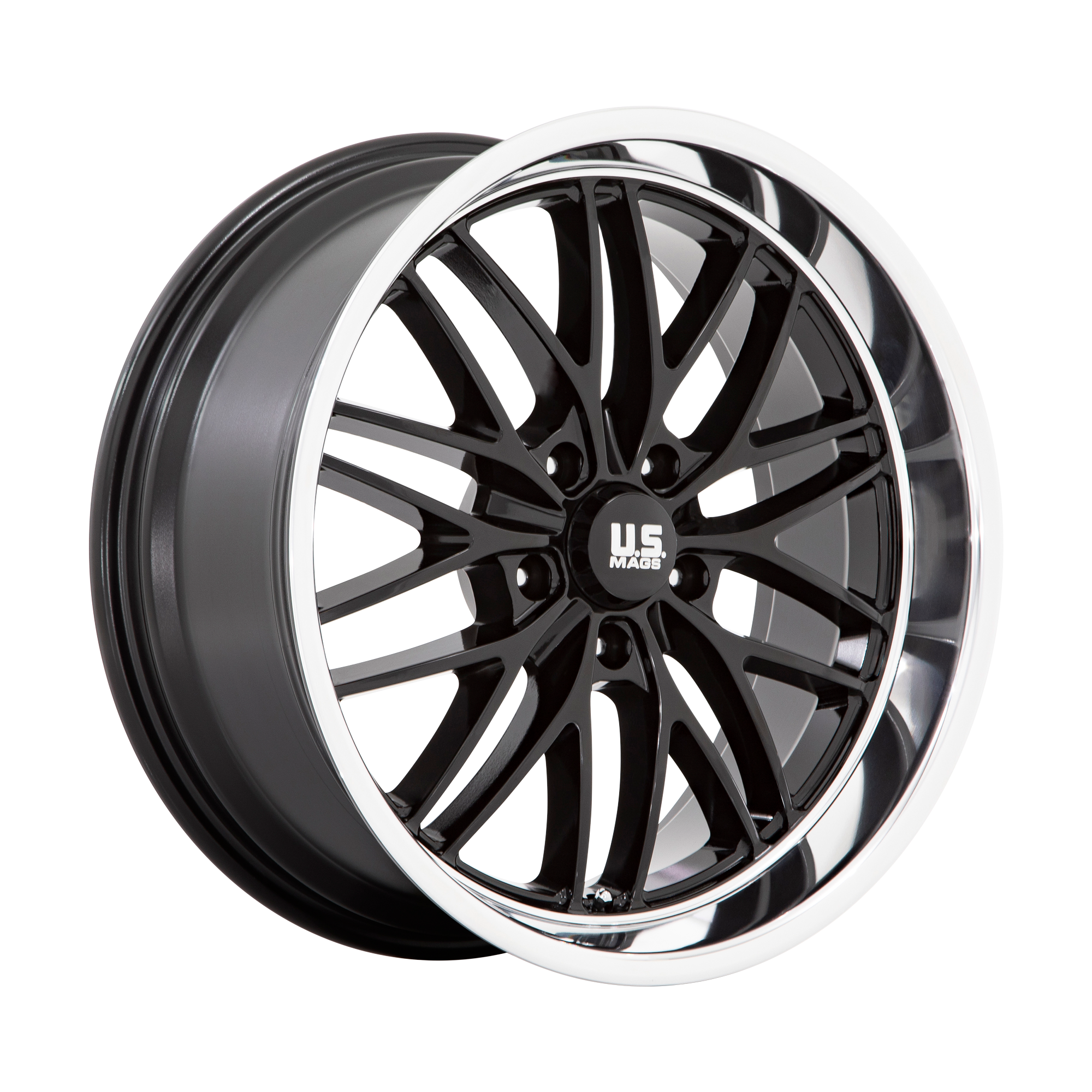 US Mag 1PC U138 SANTA CRUZ 20X8.5 6 5X120.65 GLOSS BLACK WITH DIAMOND CUT LIP