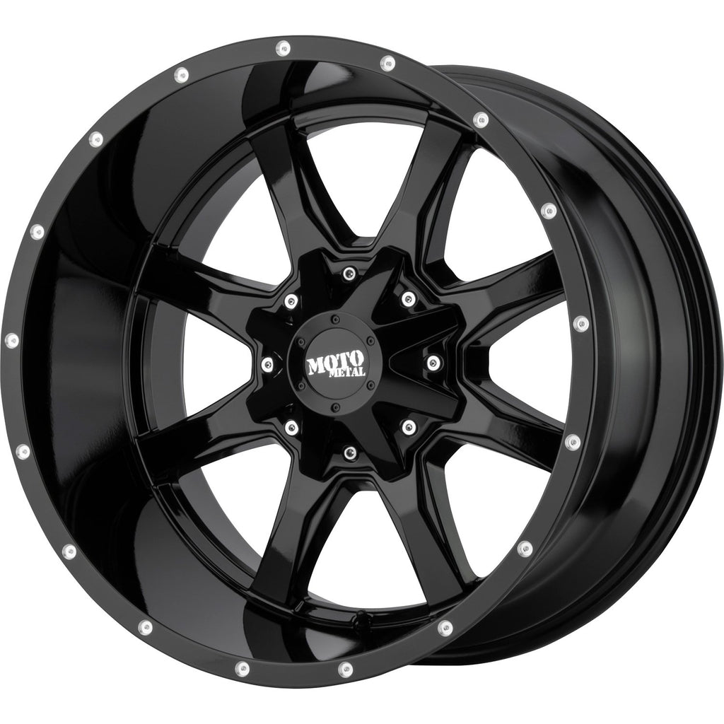 Moto Metal MO970 20X10 -24 5X127/5X139.7/5X5.0/5.5 Gloss Black With Milled Lip