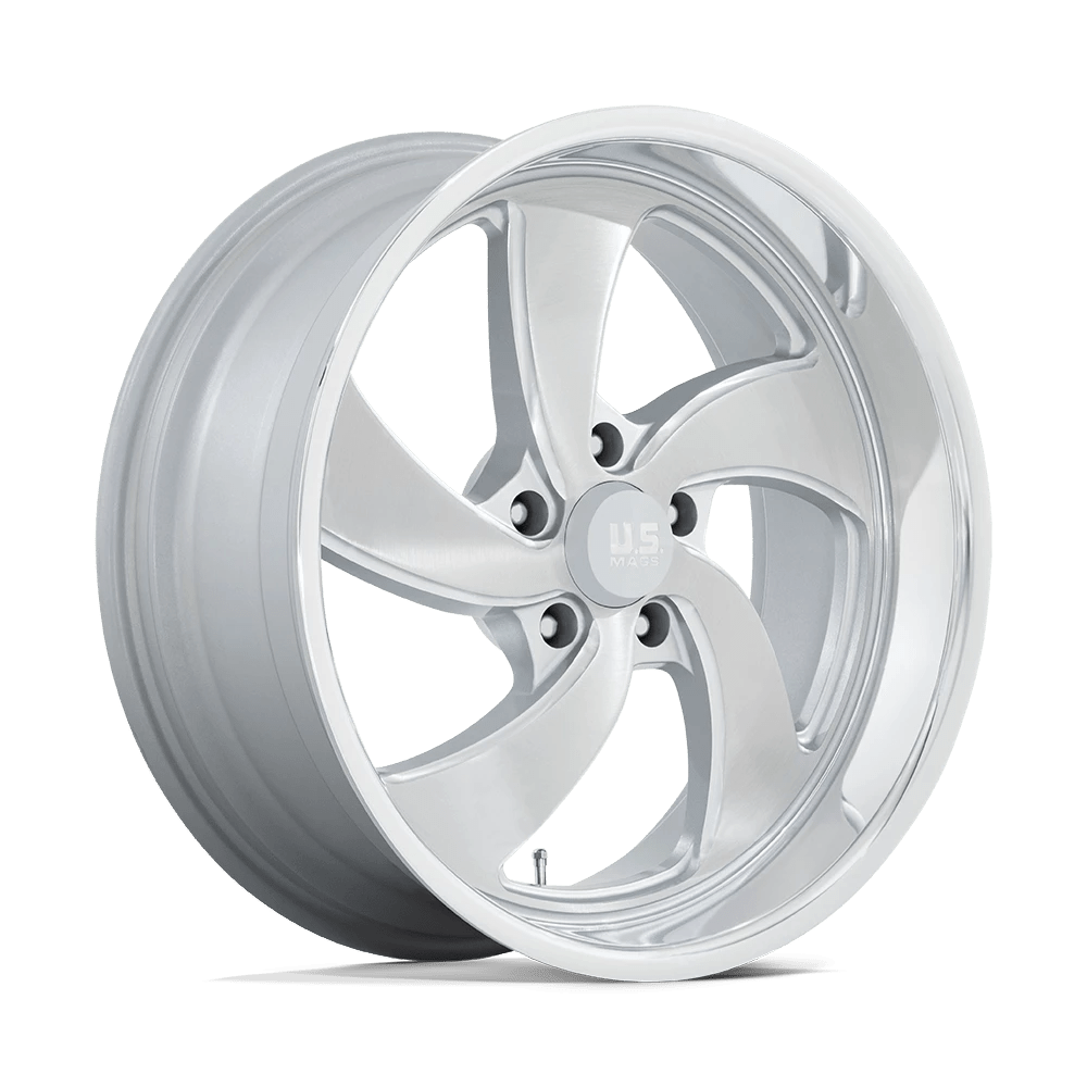 US MAG 1PC U134 DESPERADO 20X9.5 1 5X120.65 SILVER BRUSHED FACE MILLED  DIAMOND CUT MILLED C-BORE 72.56